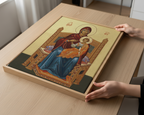 Mother of God Enthroned Orthodox Icon Wall Art, Marian Throne Devotional Art, Holygraceart