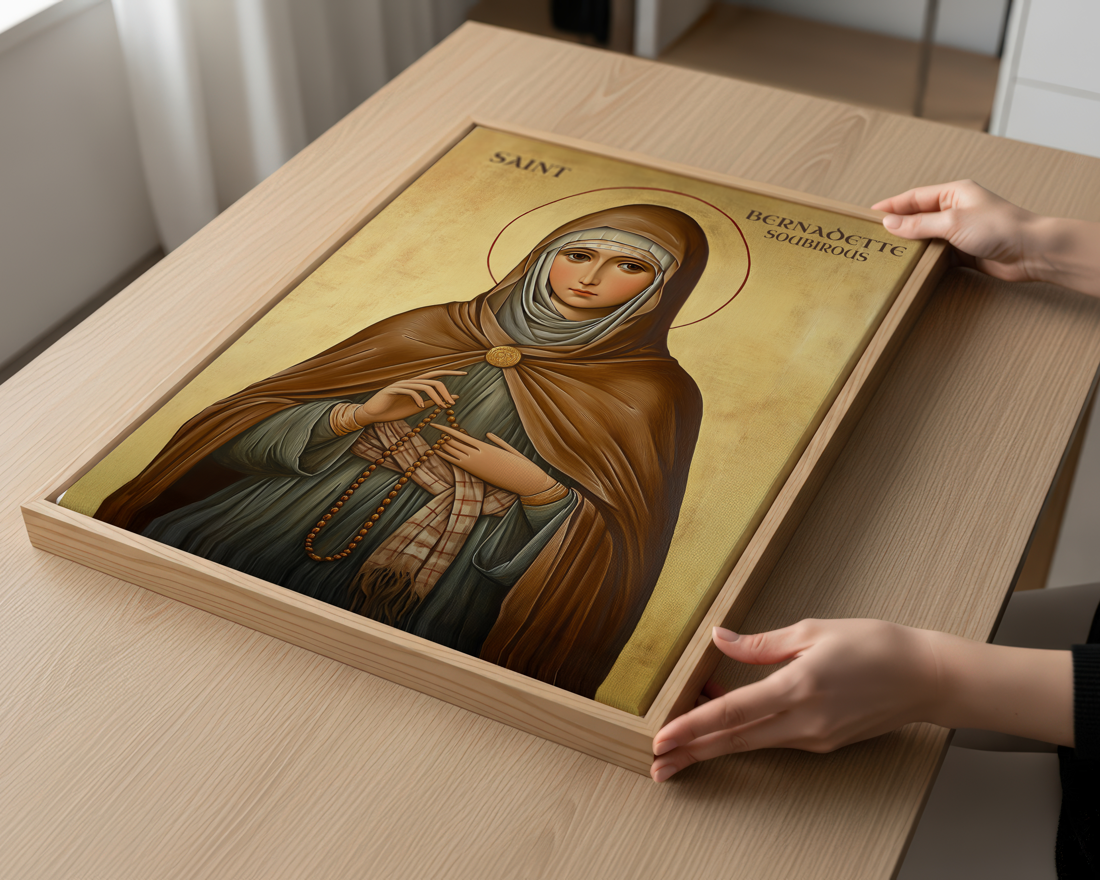Saint Bernadette Soubirous of Lourdes Icon Print, Marian Devotion Gift, Holygraceart