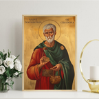 Saint Homobonus of Cremona Icon Wall Art, Charity and Honest Work Gift Orthodox Decor