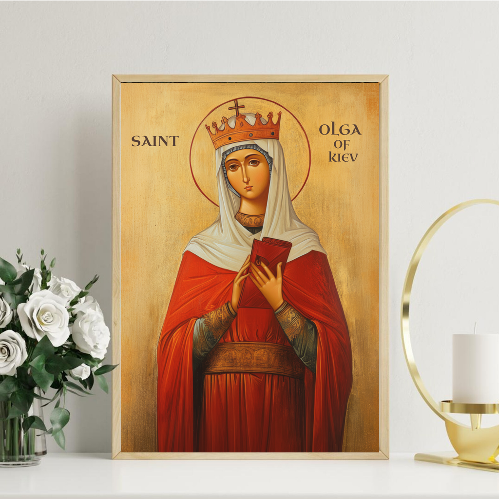 Saint Olga of Kiev Icon Print, Queen Saint Orthodox Wall Art, Gift for Women, Holygraceart