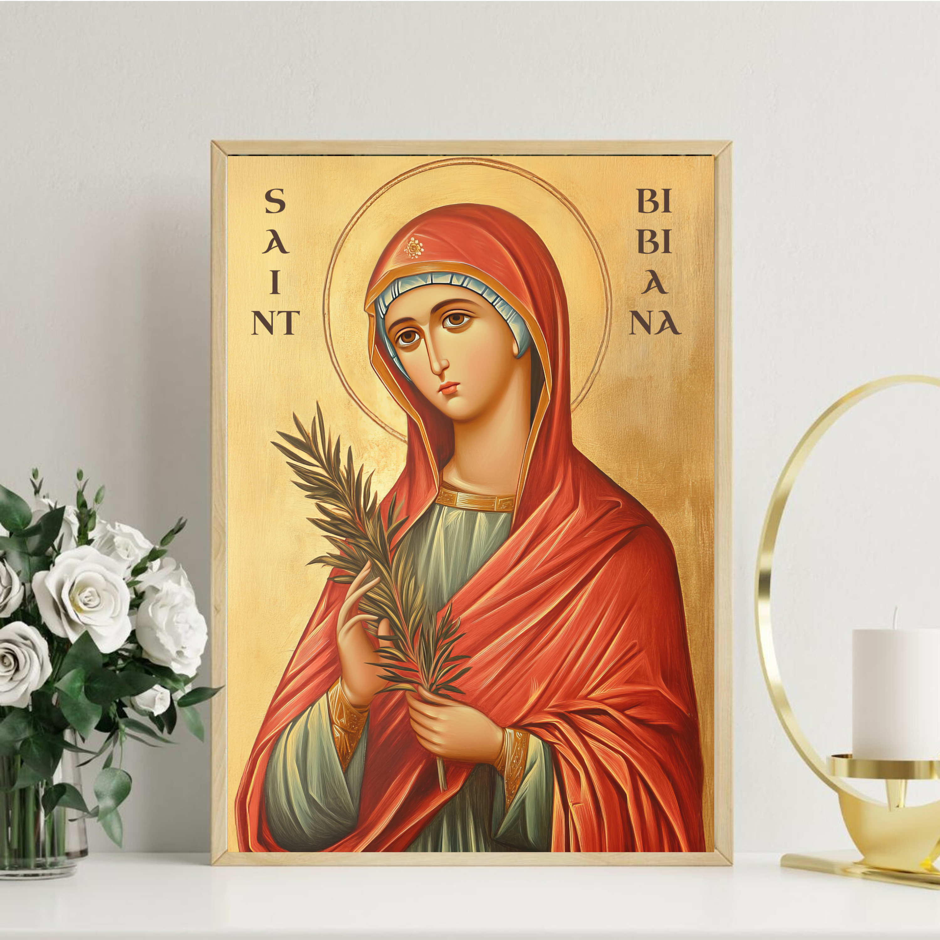 Saint Bibiana Icon Print, Healing Prayer Gift, Byzantine Home Decor, Holygraceart