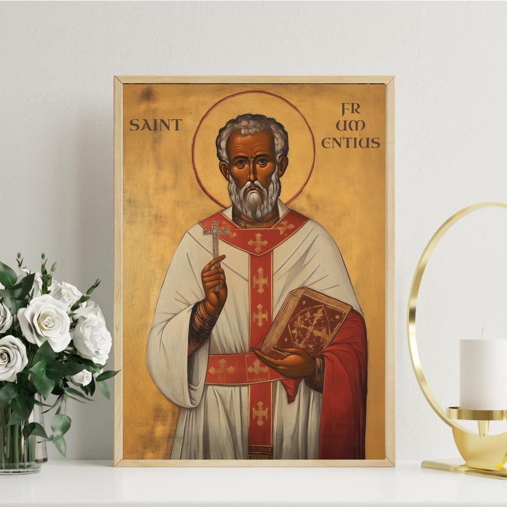 Saint Frumentius Icon Wall Art, Missionary Bishop Gift, Ethiopian Faith Orthodox