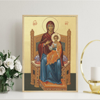Mother of God Enthroned Orthodox Icon Wall Art, Marian Throne Devotional Art, Holygraceart