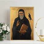 Saint Benedict of Nursia Icon Print, Protection and Blessing Gift, Catholic Wall Art