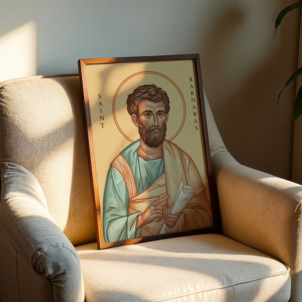 Saint Barnabas the Apostle Icon Print, Christian Mission Gift, Holygraceart