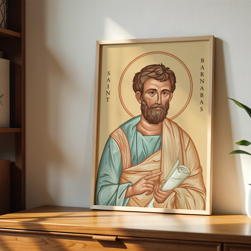 Saint Barnabas the Apostle Icon Print, Christian Mission Gift, Holygraceart