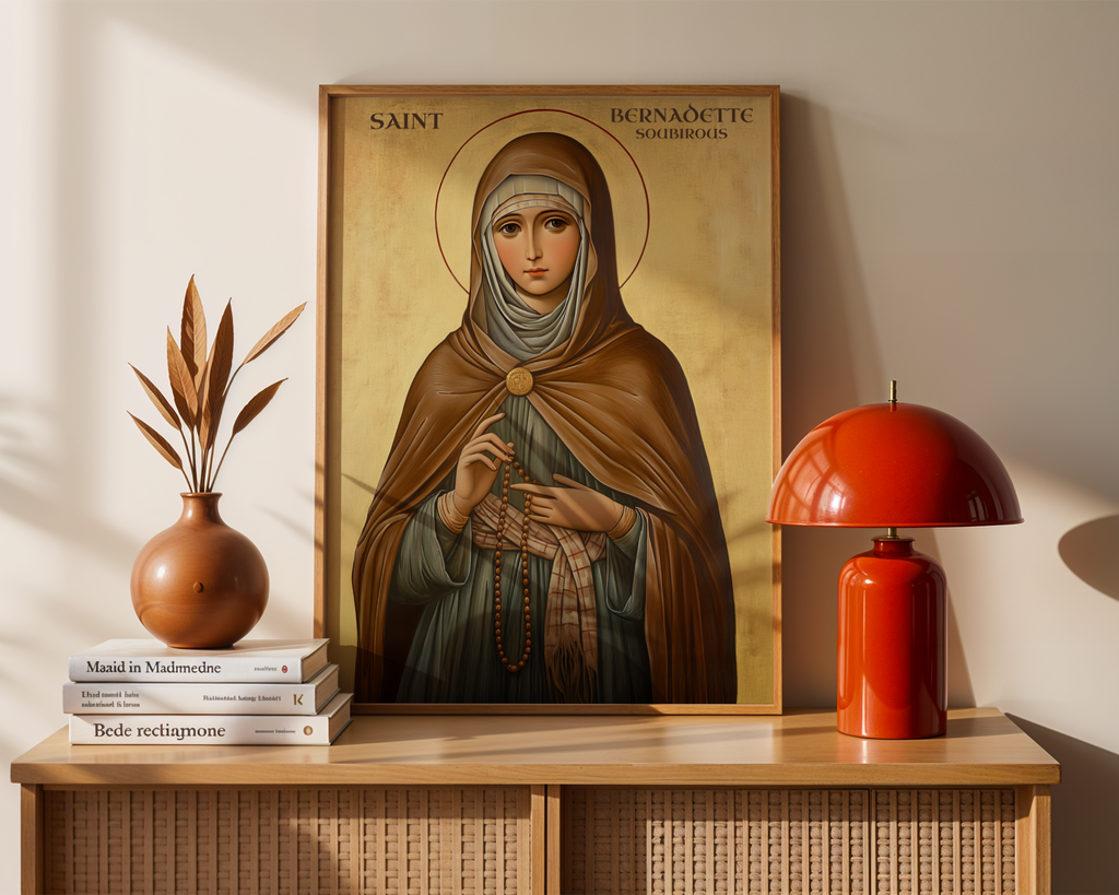 Saint Bernadette Soubirous of Lourdes Icon Print, Marian Devotion Gift, Holygraceart