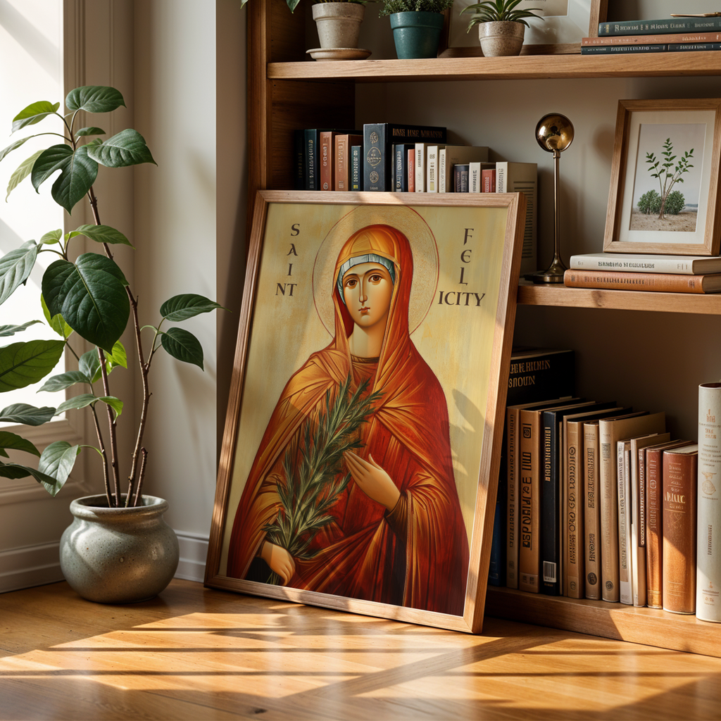 Saint Felicity of Carthage Icon Print, Mother Gift, Catholic Home Decor, Holygraceart