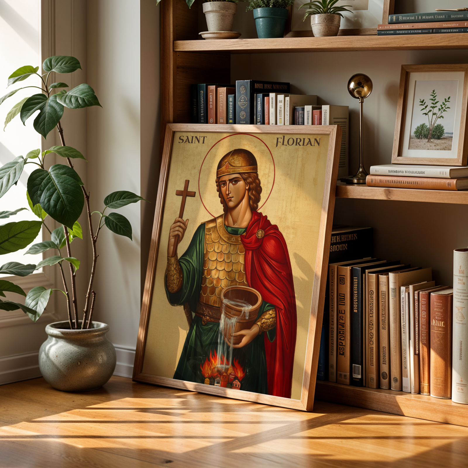 Saint Florian Icon Print, Firefighter Gift, Protection and House Blessing