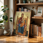 Mother of God Enthroned Orthodox Icon Wall Art, Marian Throne Devotional Art, Holygraceart