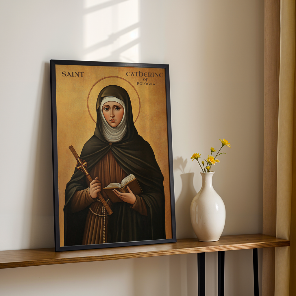 Saint Catherine of Bologna Icon Print, Artist Gift, Creative Faith Decor, Holygraceart