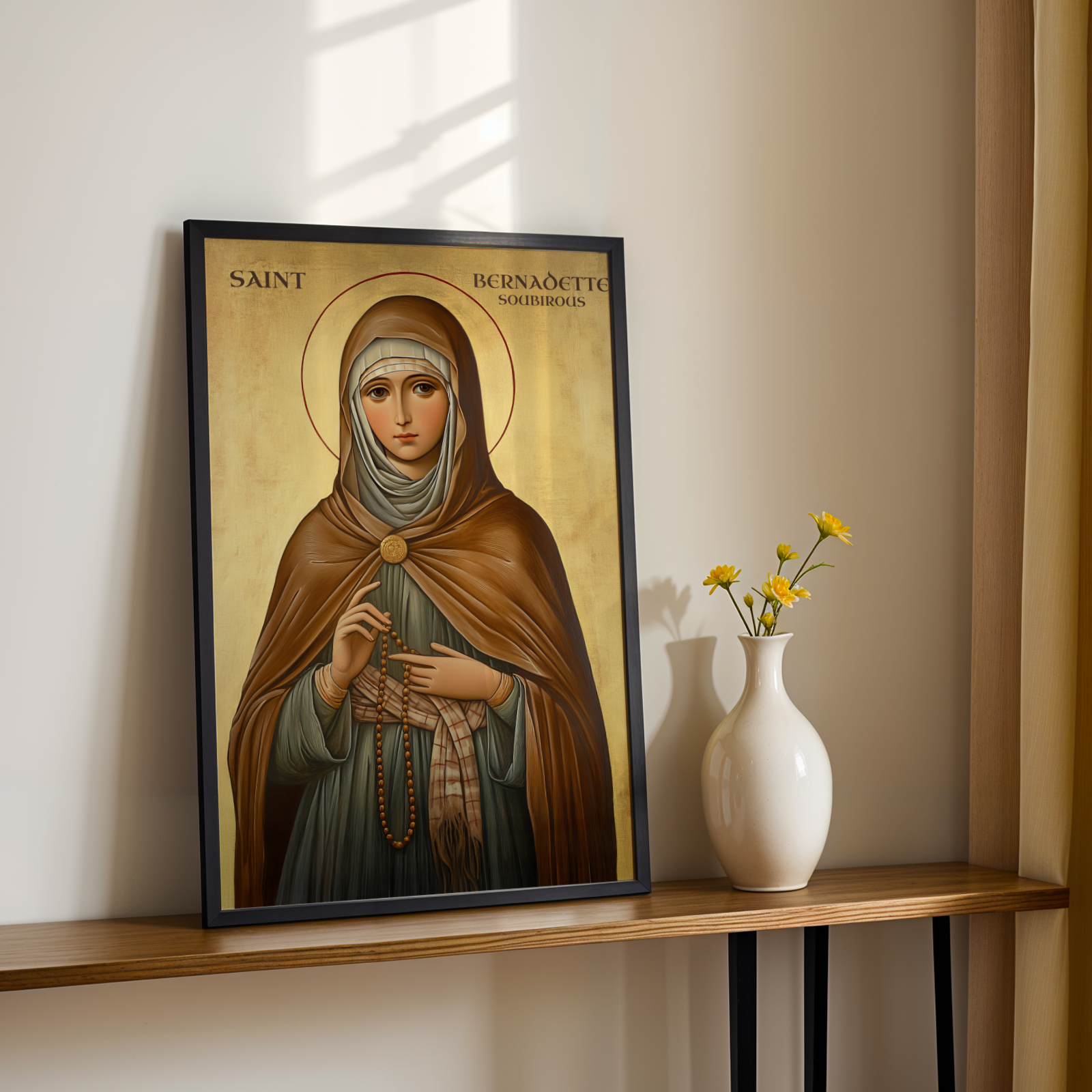 Saint Bernadette Soubirous of Lourdes Icon Print, Marian Devotion Gift, Holygraceart