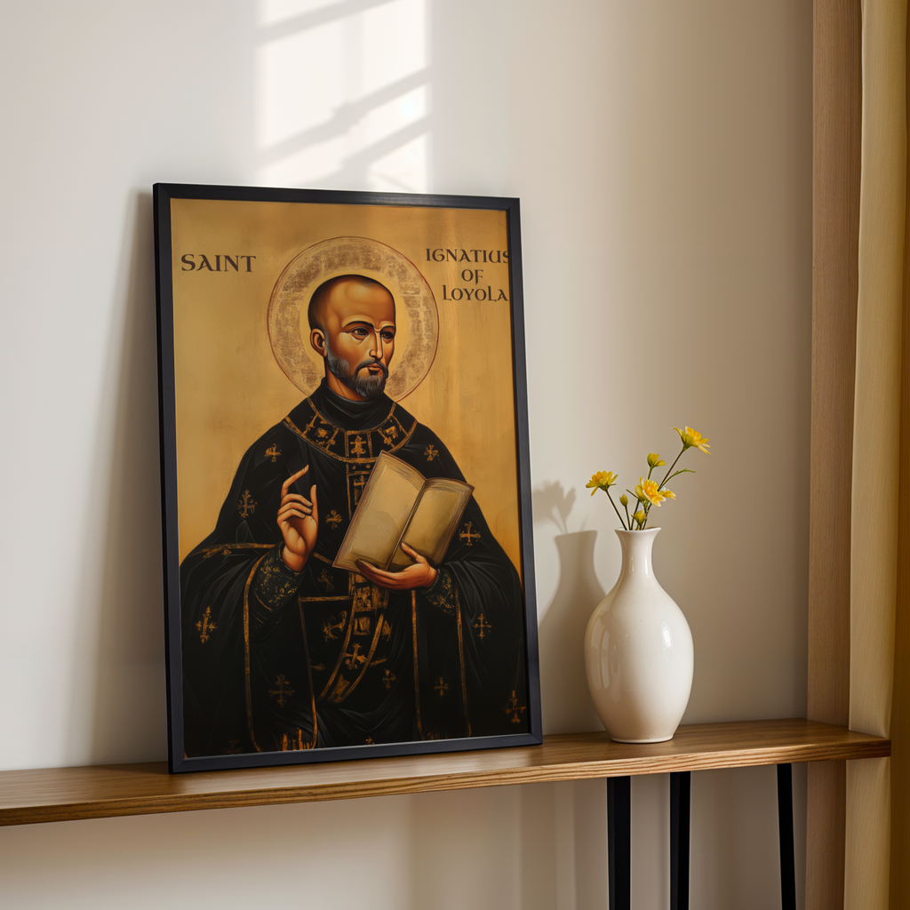 Saint Ignatius of Loyola Icon Wall Art, Spiritual Wisdom Gift Orthodox Print, Holygraceart