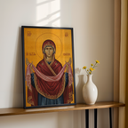 The Holy Protection of the Theotokos Icon Print, Family Gift, Home Altar Wall Art