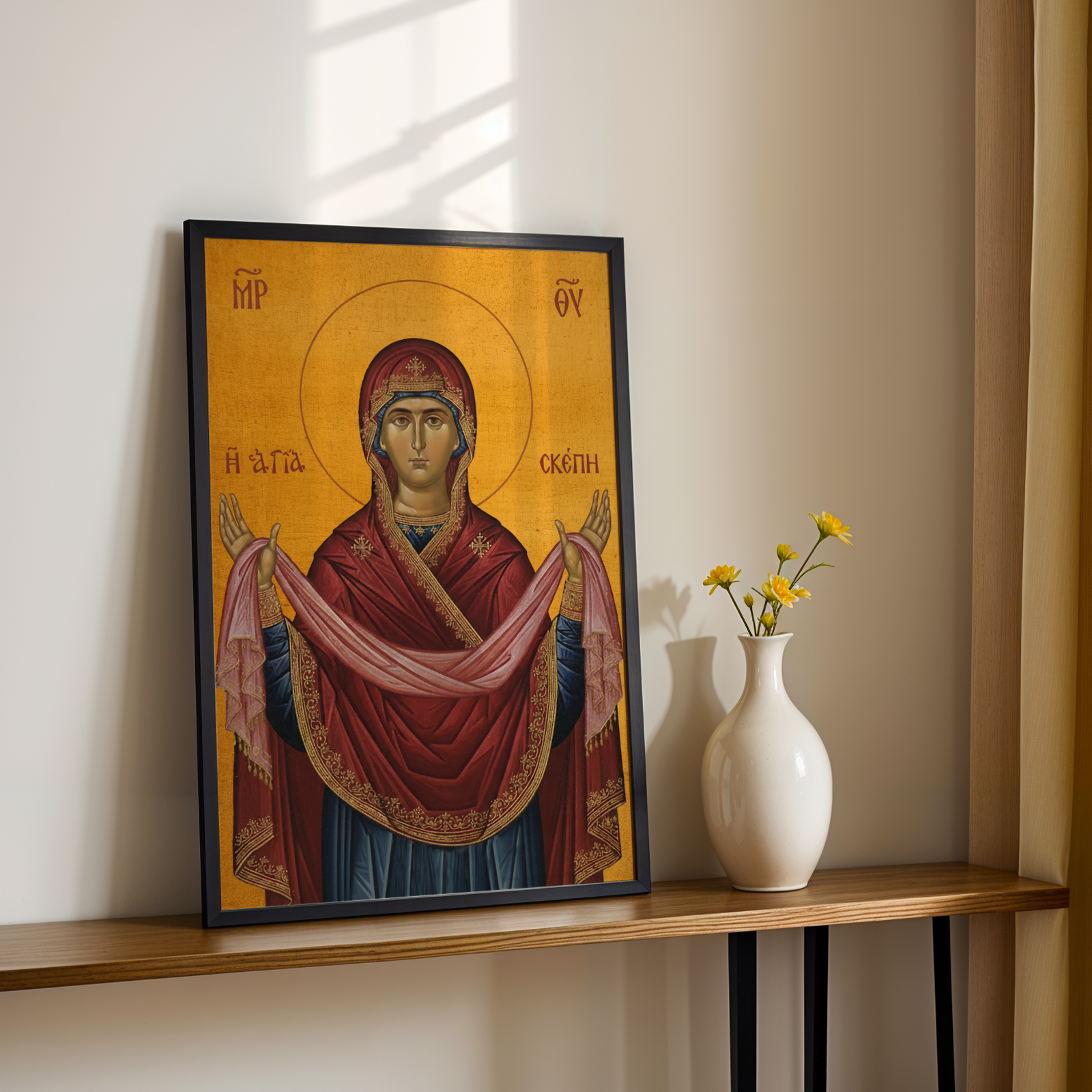 The Holy Protection of the Theotokos Icon Print, Family Gift, Home Altar Wall Art