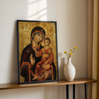 Virgin Mary and Child Orthodox Icon, Theotokos print, Baptism and Family Blessing Gift