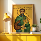 Saint Isidore the Farmer Icon Wall Art, Patron Saint of Farmers Byzantine Print, Holygraceart