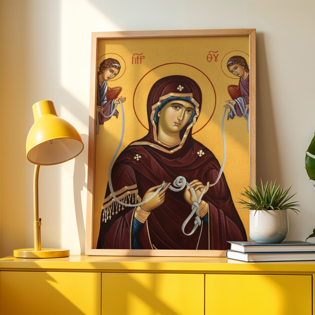 Mother of God Untier of Knots Orthodox Icon Print, Marian Prayer Room Decor