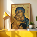 Virgin Mary and Child Orthodox Icon Print, New Parents Gift, Marian Nursery Blessing