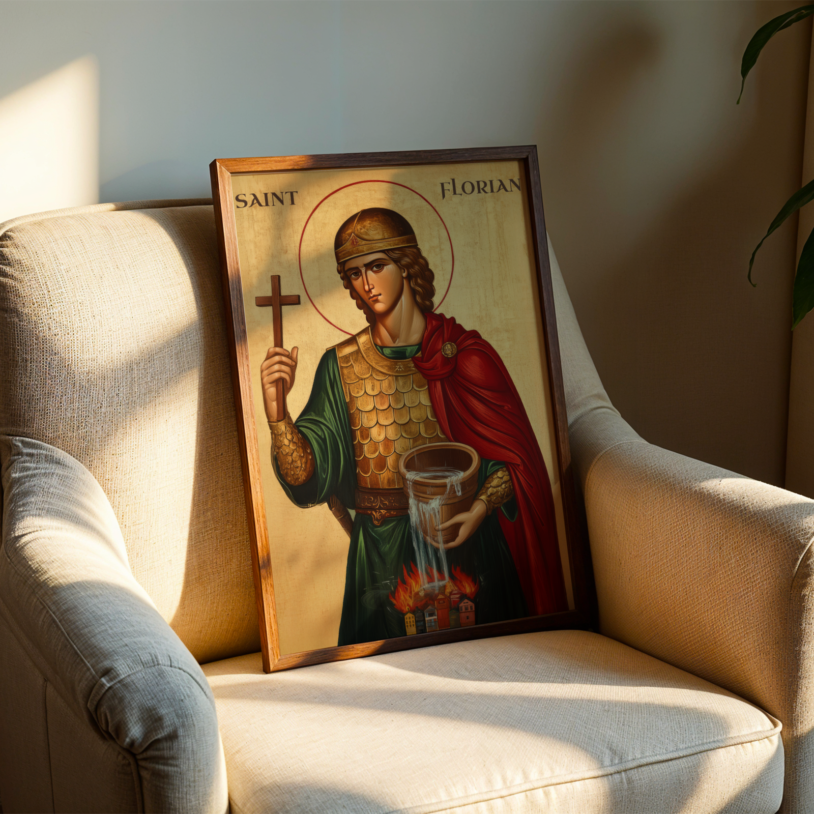 Saint Florian Icon Print, Firefighter Gift, Protection and House Blessing