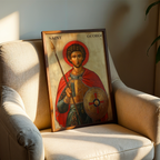 Saint George Byzantine Icon Print, Protection Gift, Warrior Decor, Holygraceart