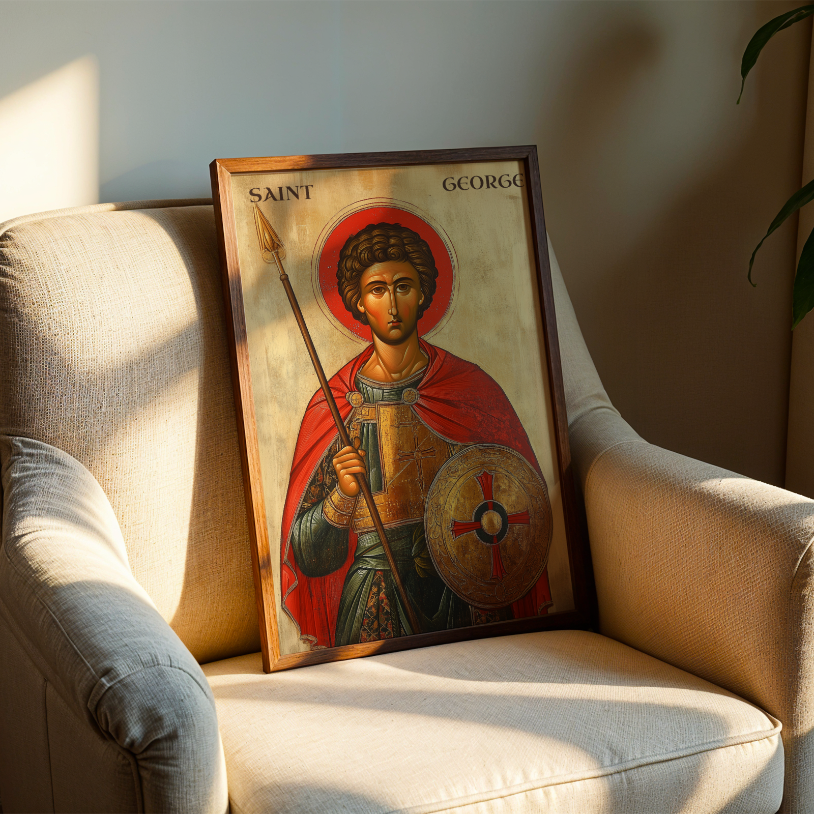 Saint George Byzantine Icon Print, Protection Gift, Warrior Decor, Holygraceart