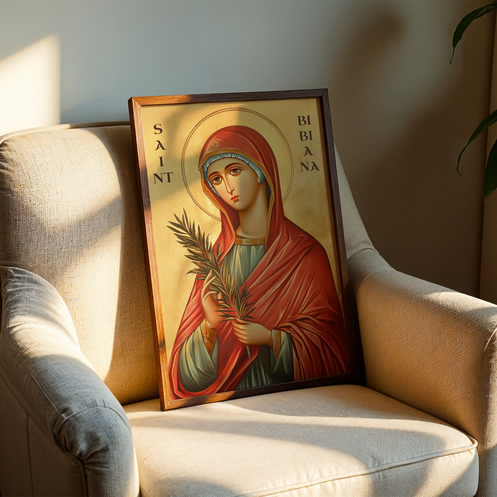 Saint Bibiana Icon Print, Healing Prayer Gift, Byzantine Home Decor, Holygraceart