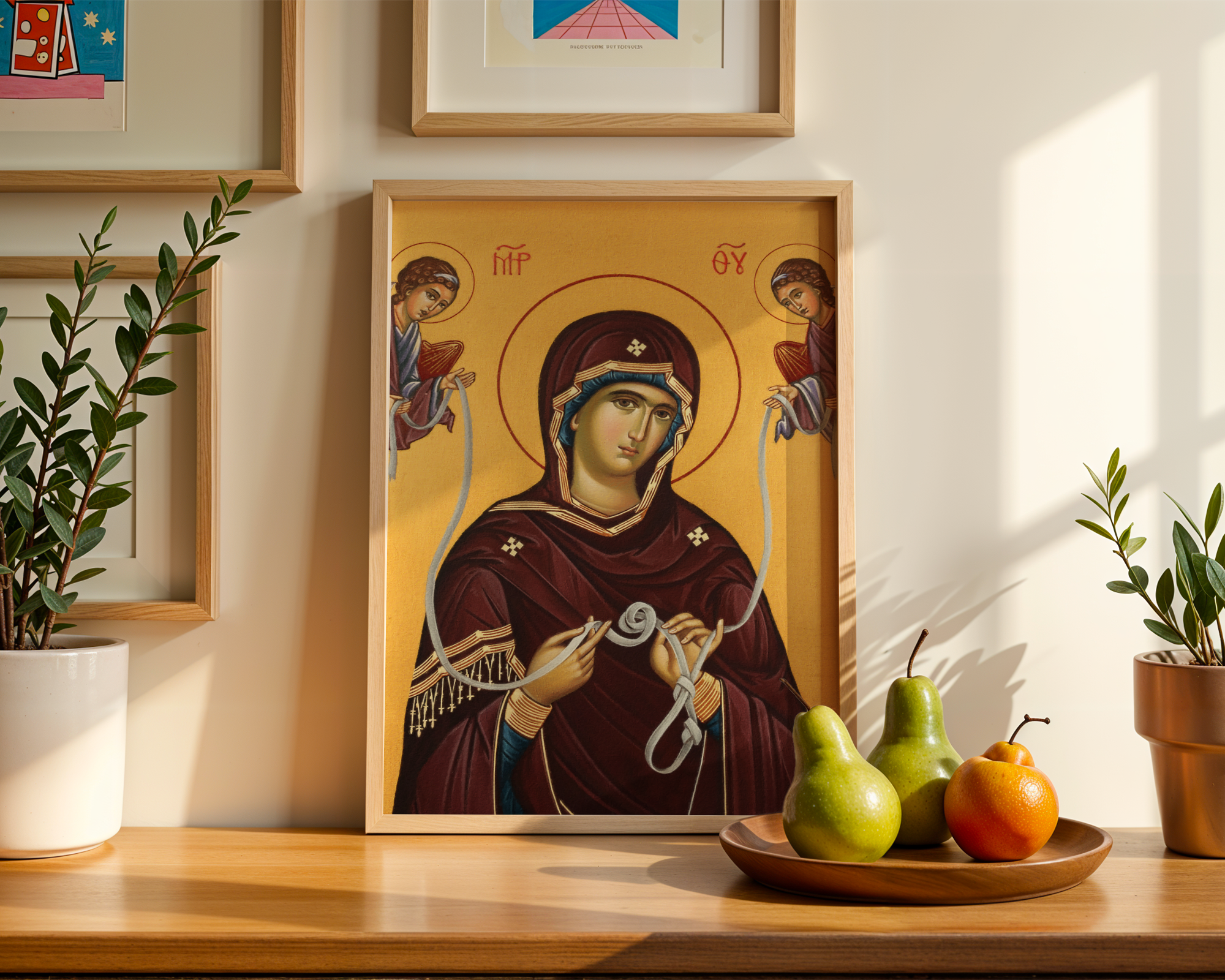 Mother of God Untier of Knots Orthodox Icon Print, Marian Prayer Room Decor