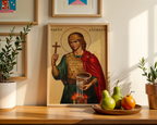Saint Florian Icon Print, Firefighter Gift, Protection and House Blessing