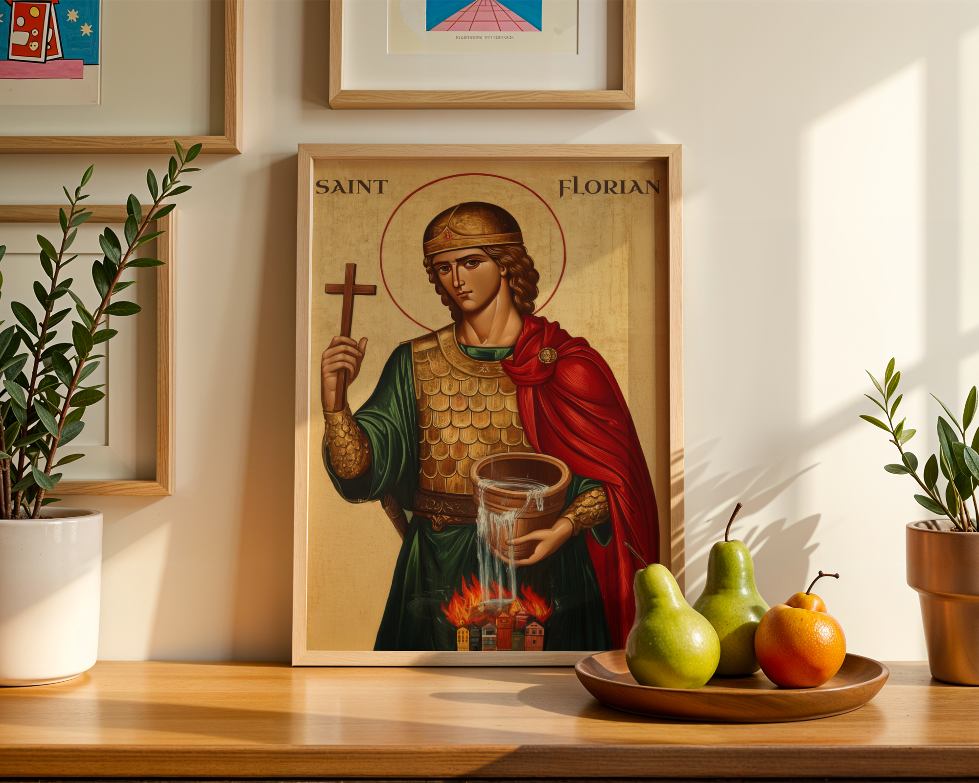 Saint Florian Icon Print, Firefighter Gift, Protection and House Blessing