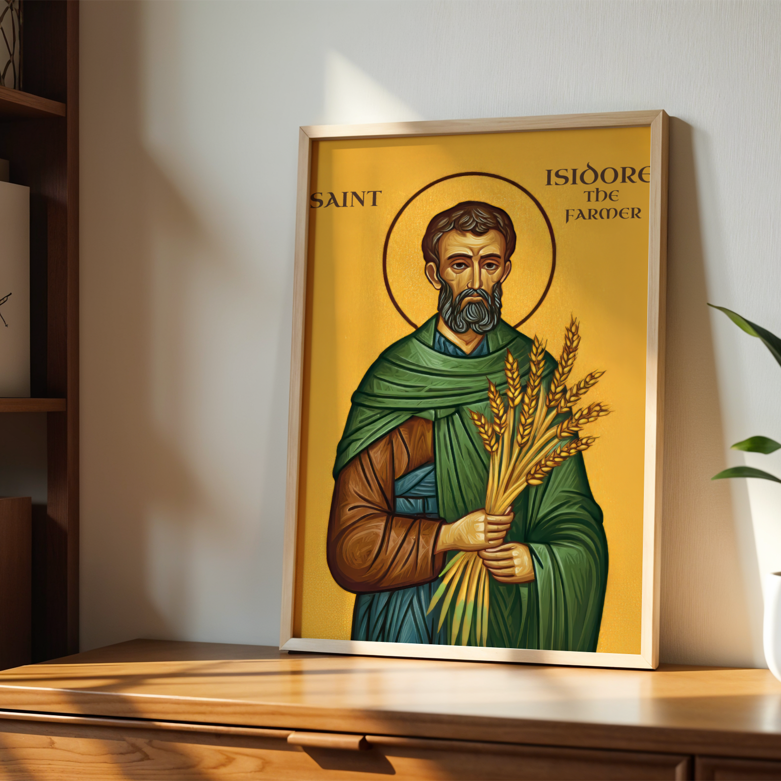 Saint Isidore the Farmer Icon Wall Art, Patron Saint of Farmers Byzantine Print, Holygraceart