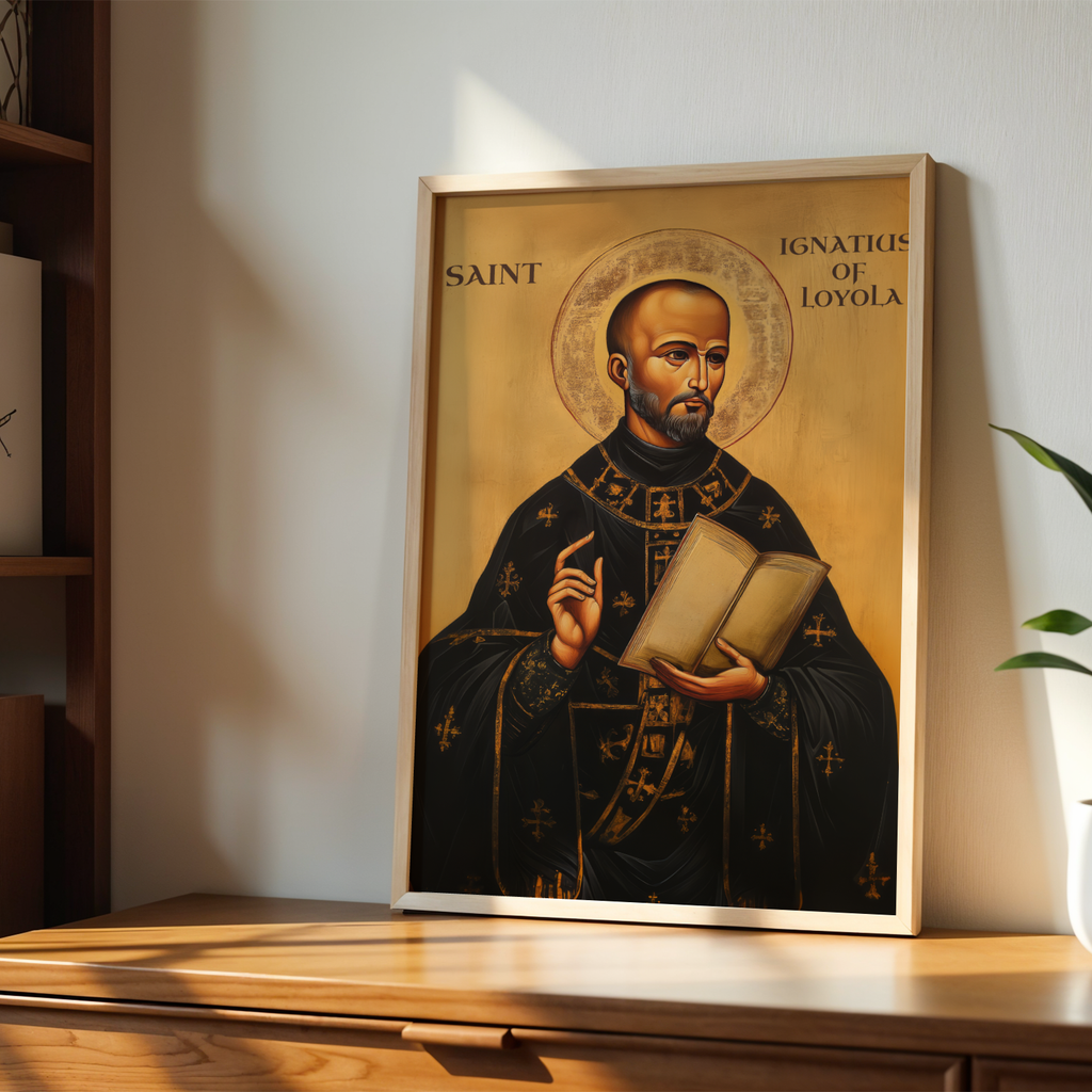 Saint Ignatius of Loyola Icon Wall Art, Spiritual Wisdom Gift Orthodox Print, Holygraceart