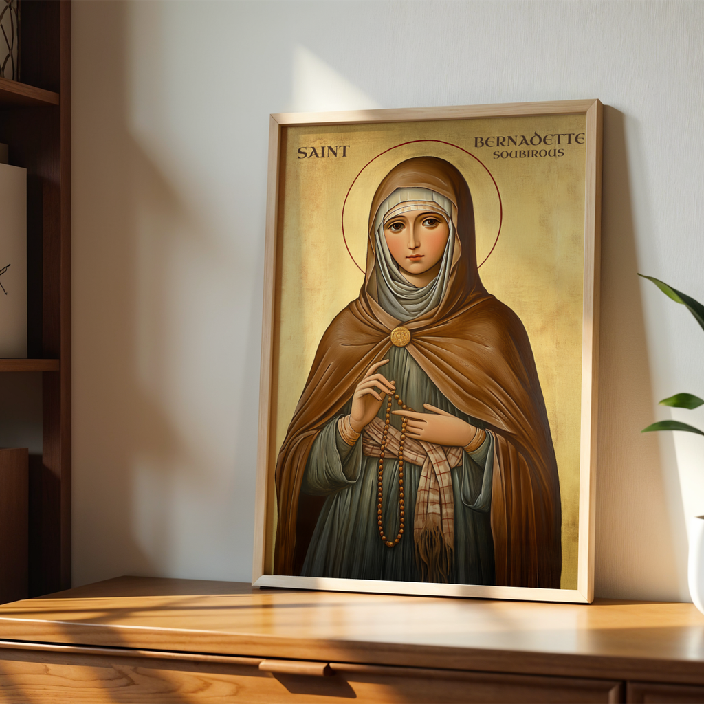 Saint Bernadette Soubirous of Lourdes Icon Print, Marian Devotion Gift, Holygraceart