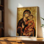 Virgin Mary and Child Orthodox Icon, Theotokos print, Baptism and Family Blessing Gift