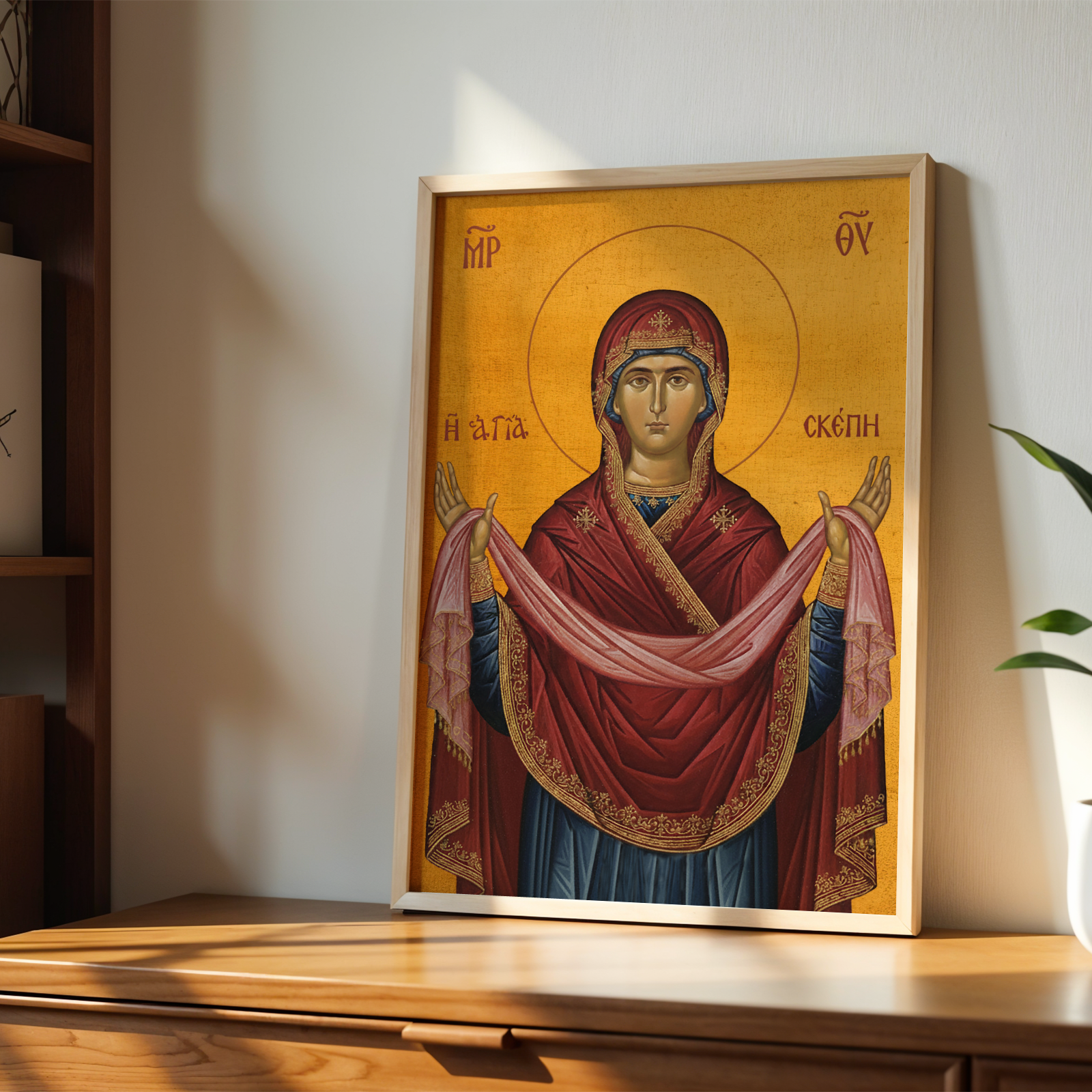The Holy Protection of the Theotokos Icon Print, Family Gift, Home Altar Wall Art