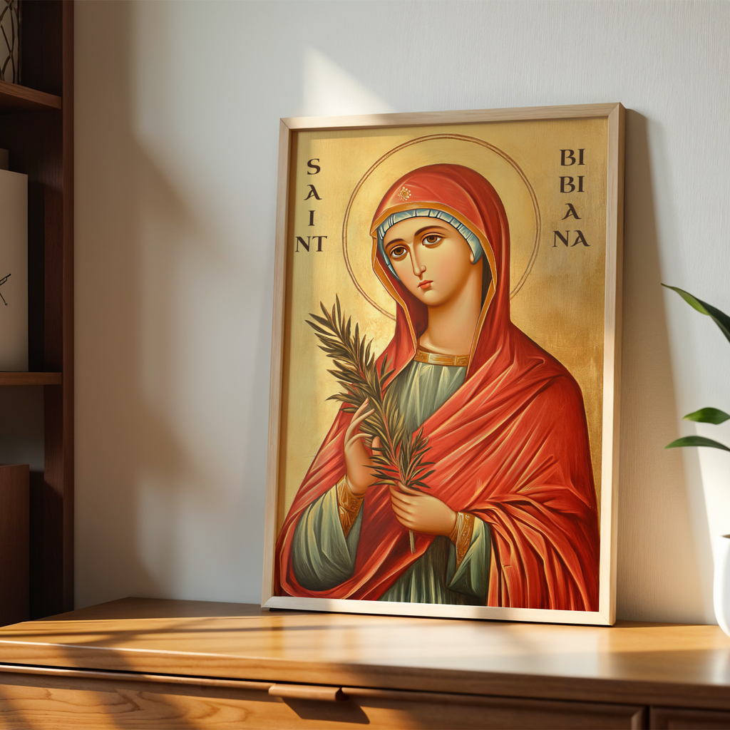 Saint Bibiana Icon Print, Healing Prayer Gift, Byzantine Home Decor, Holygraceart