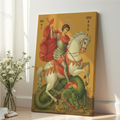 Saint George Slaying the Dragon Icon Print, Courage Gift Christian Art, Holygraceart