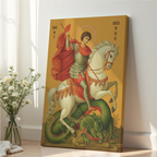 Saint George Slaying the Dragon Icon Print, Courage Gift Christian Art, Holygraceart