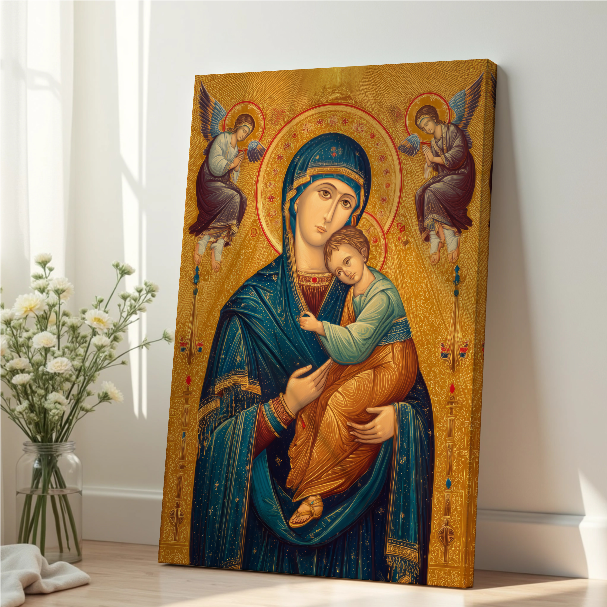 Our Lady of Perpetual Help Orthodox Icon Wall Art, Mother of God Blessing Gift, Holygraceart