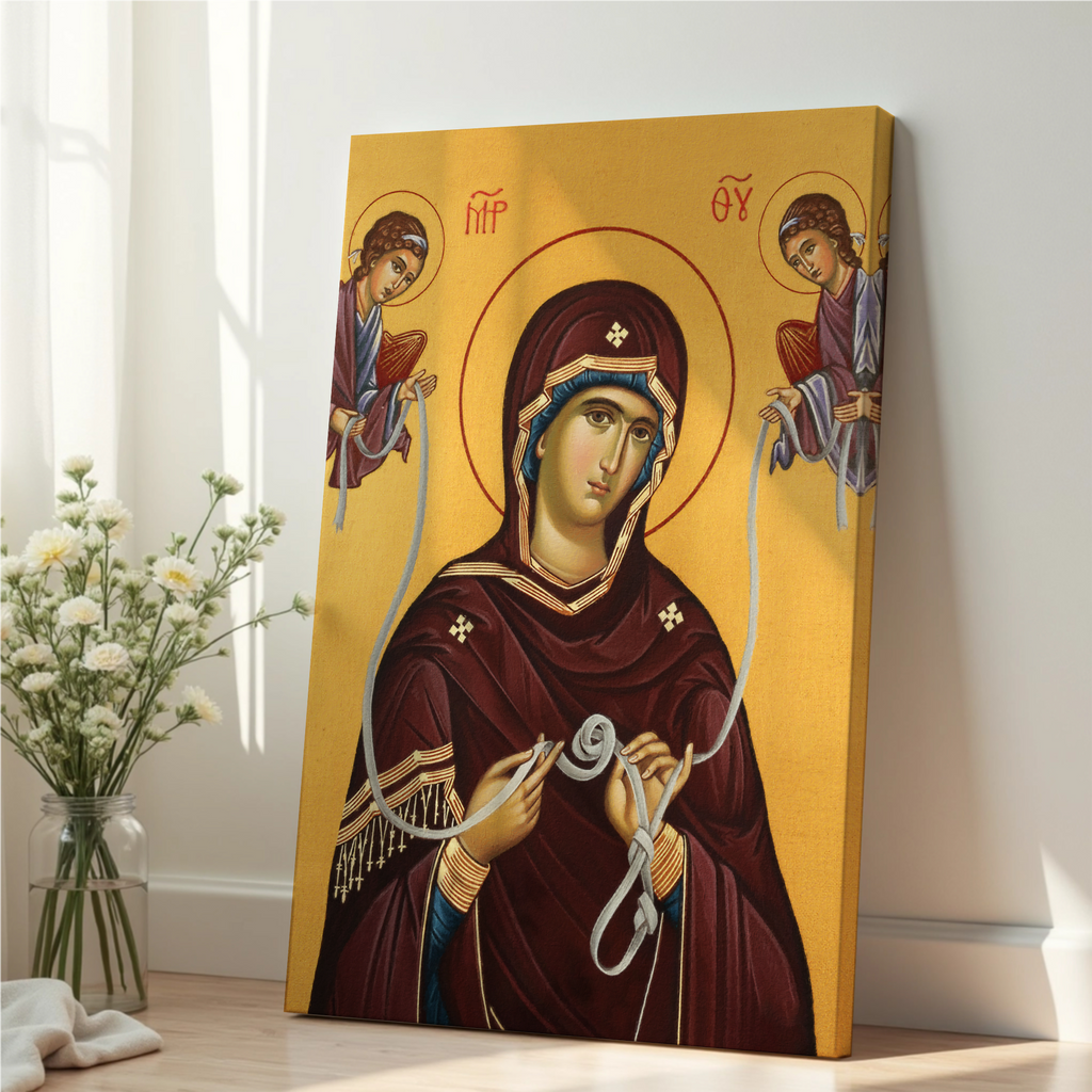 Mother of God Untier of Knots Orthodox Icon Print, Marian Prayer Room Decor