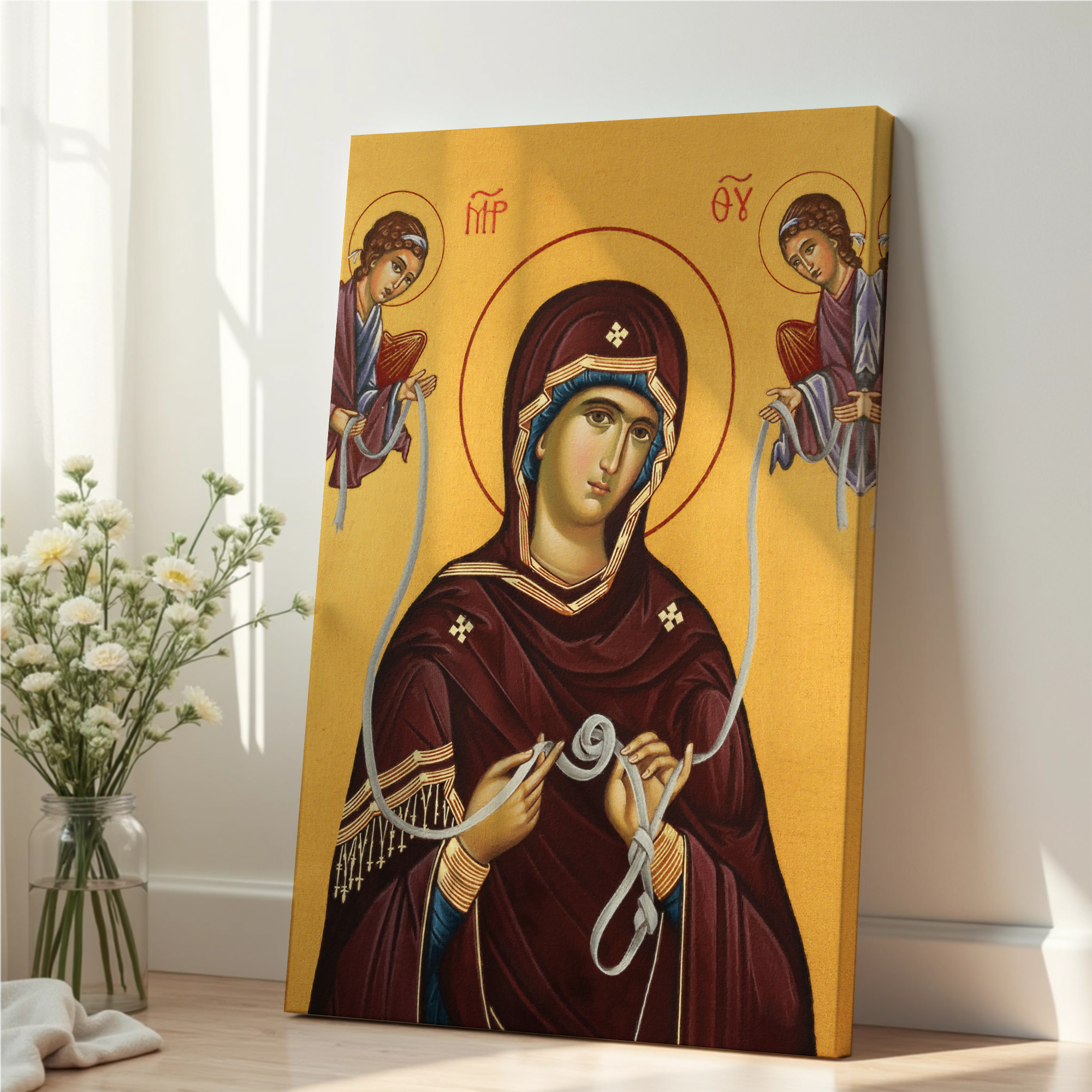Mother of God Untier of Knots Orthodox Icon Print, Marian Prayer Room Decor