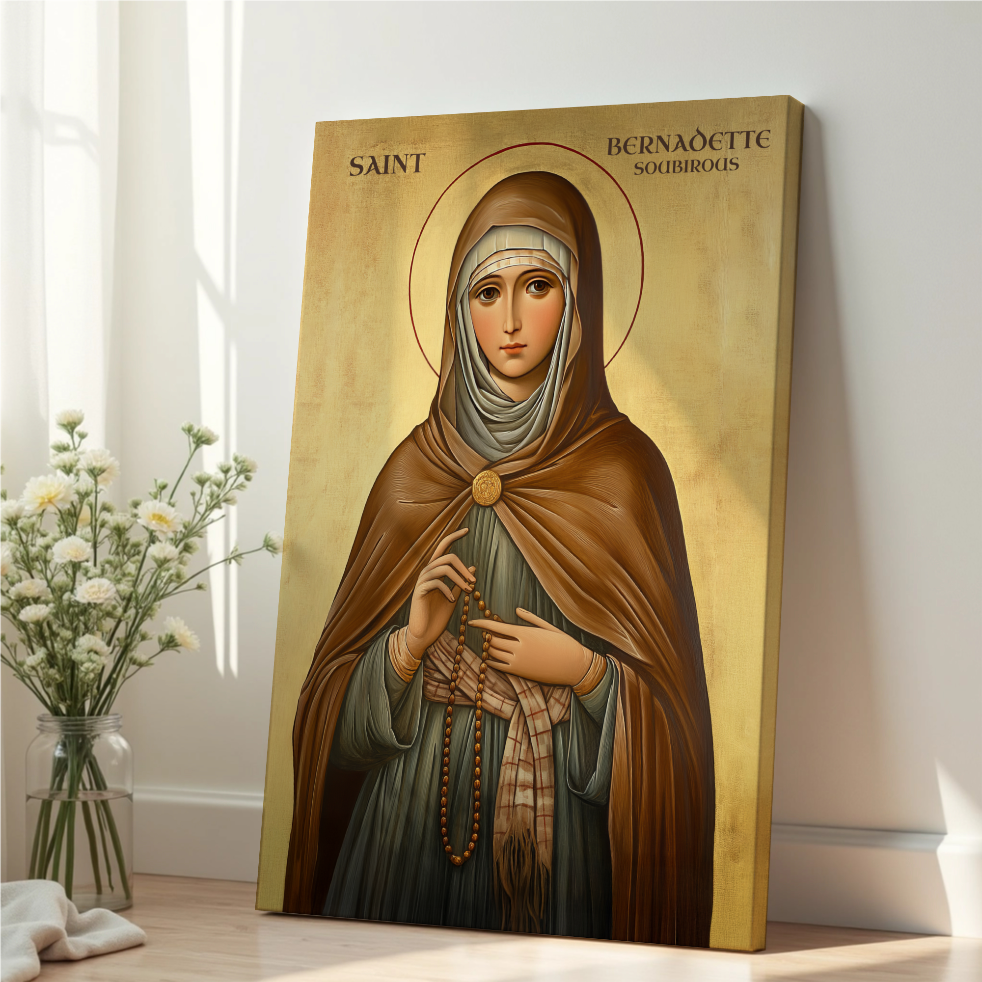 Saint Bernadette Soubirous of Lourdes Icon Print, Marian Devotion Gift, Holygraceart