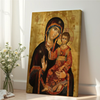 Virgin Mary and Child Orthodox Icon, Theotokos print, Baptism and Family Blessing Gift