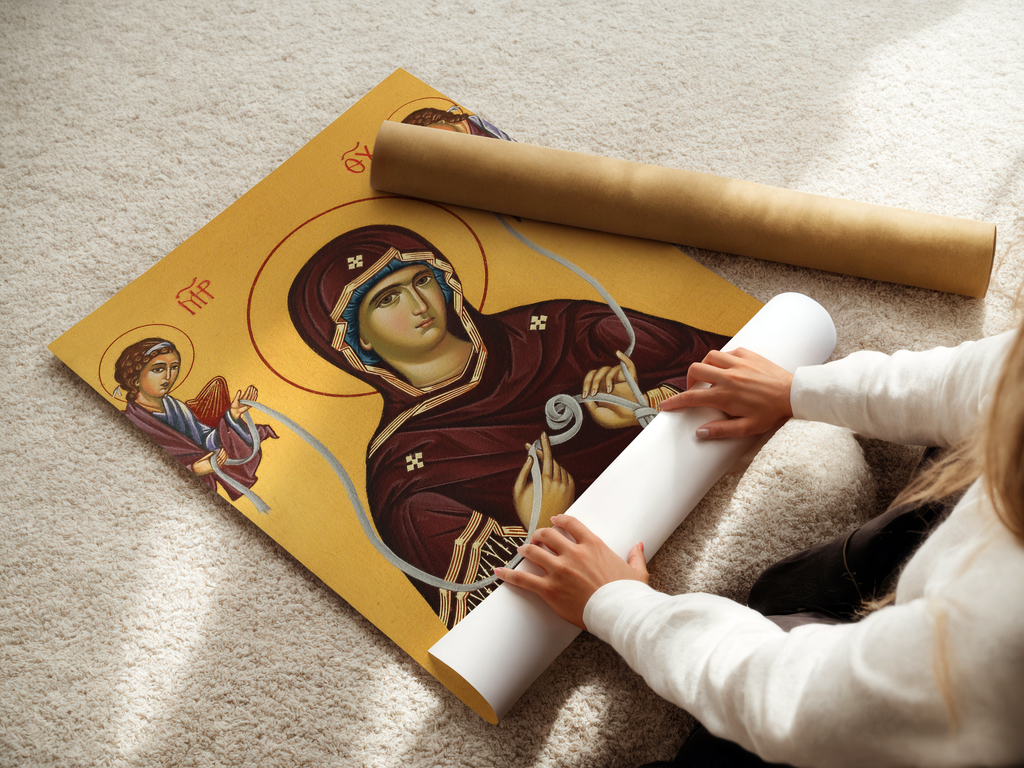 Mother of God Untier of Knots Orthodox Icon Print, Marian Prayer Room Decor