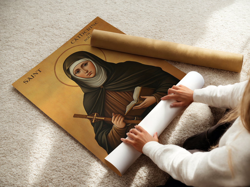 Saint Catherine of Bologna Icon Print, Artist Gift, Creative Faith Decor, Holygraceart