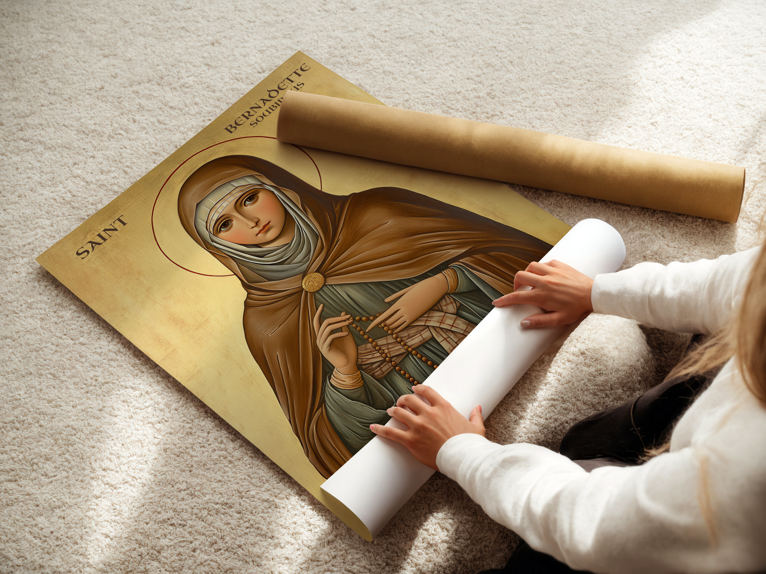 Saint Bernadette Soubirous of Lourdes Icon Print, Marian Devotion Gift, Holygraceart