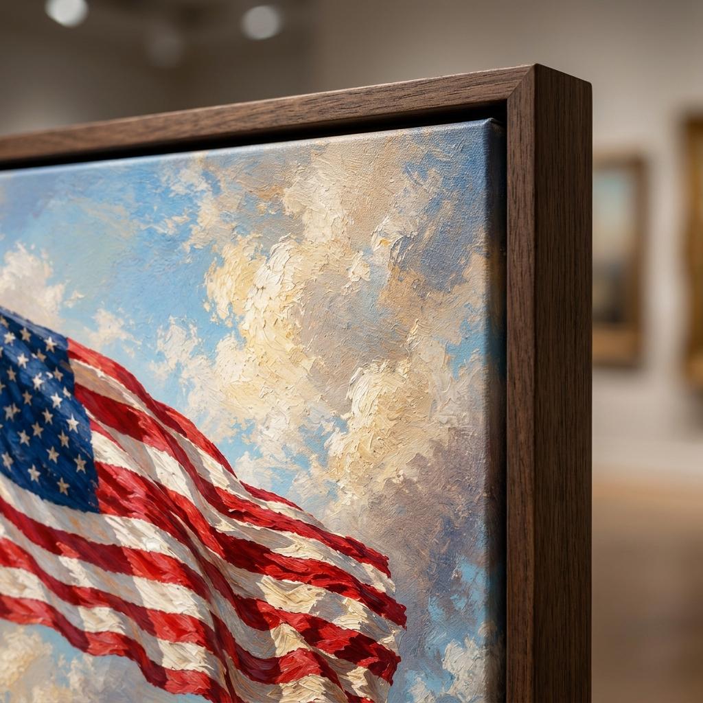 American Flag Oil Painting Print: Majestic Americana Canvas Art, Patriotic Home Decor
