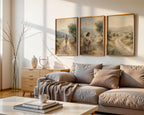 Jesus Triptych Canvas Art, Shepherd Lamb Painting, Christian Faith Decor, Neutral Beige Poster