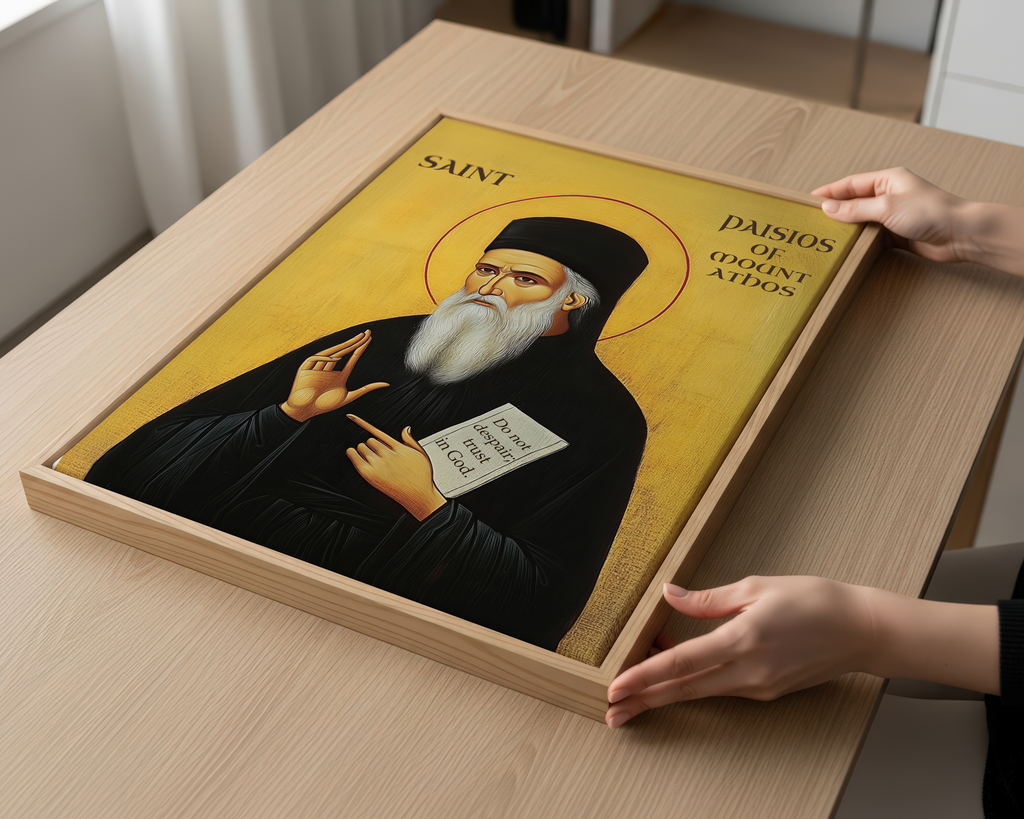 Saint Paisios of Mount Athos Icon Wall Art, Comfort and Hope Gift Orthodox Decor