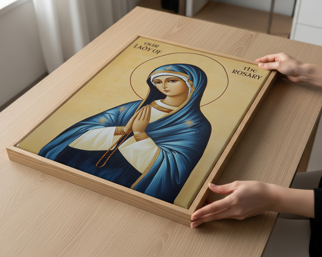 Our Lady of the Rosary Catholic Print, Family Gift, Peaceful Marian Home Blessing